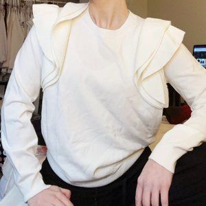 NWOT Seventy Venezia Crew Neck Sweater Size 44/US 8/M Ruffle Shoulder Jumper